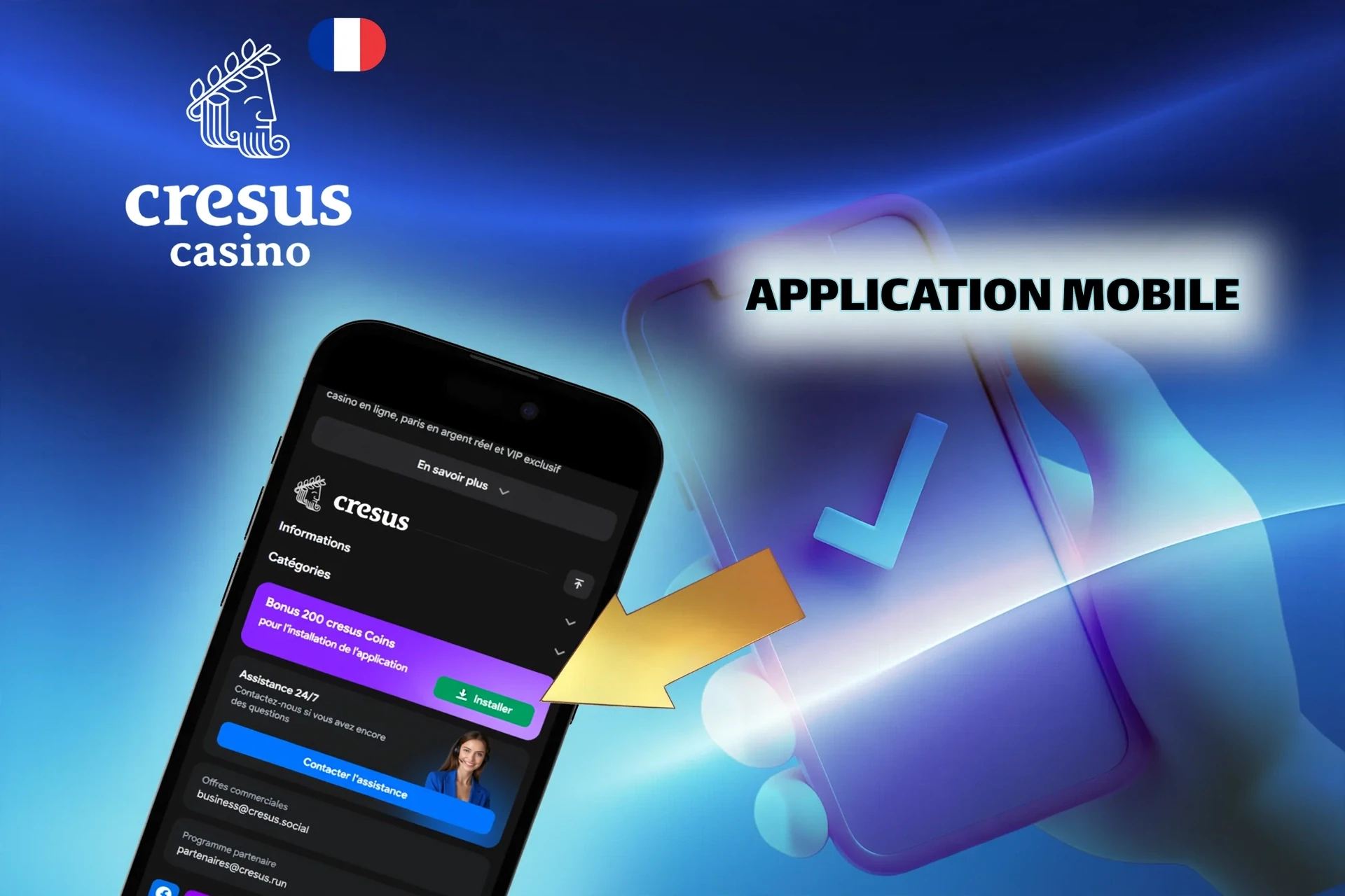 L'application mobile Cresus Casino — un moyen simple de parier et de jouer depuis votre téléphone en France.