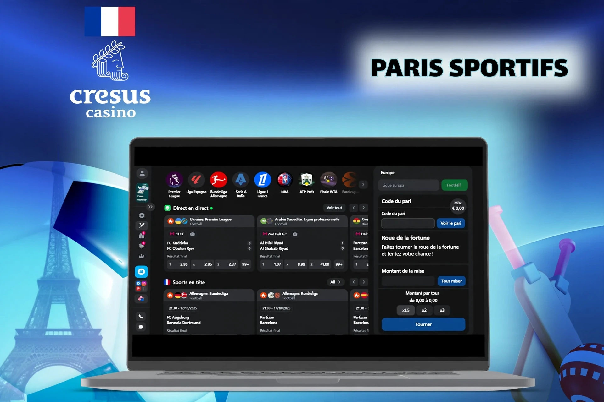 Bookmaker avec paris sur football, rugby et autres sports pour les parieurs français.