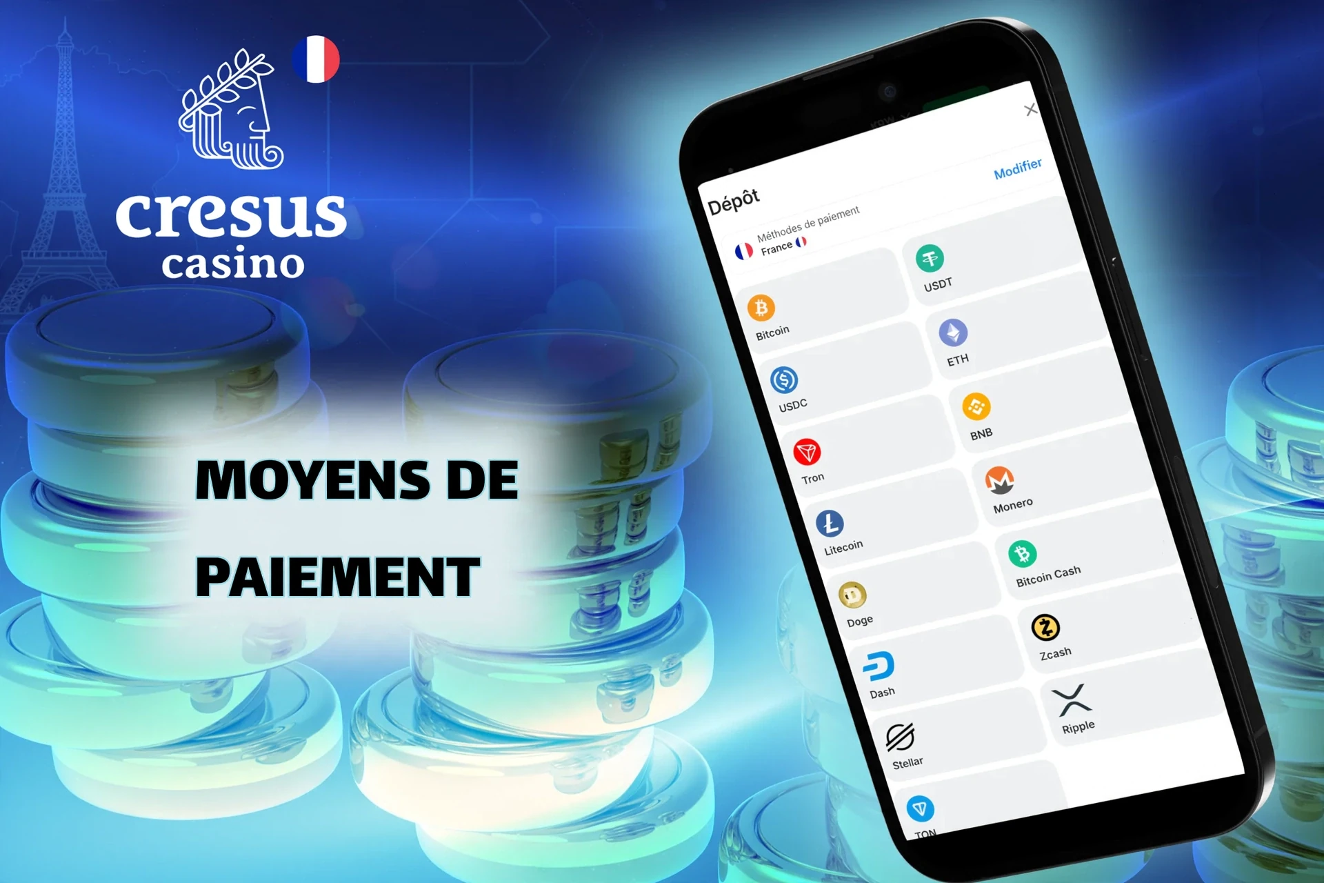 Moyens de dépôt et de retrait en France : Carte Bancaire, Paylib, cryptomonnaies et autres options.